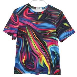 KYKU Psychedelic Swirl T Shirt Size S Short Sleeve‎ Graphic Tee Colorful